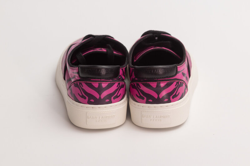 SAINT LAURENT SAINT LAURENT VENICE LOW TOP LEATHER FUCHSIA ZEBRA SNEAKERS (US 6)