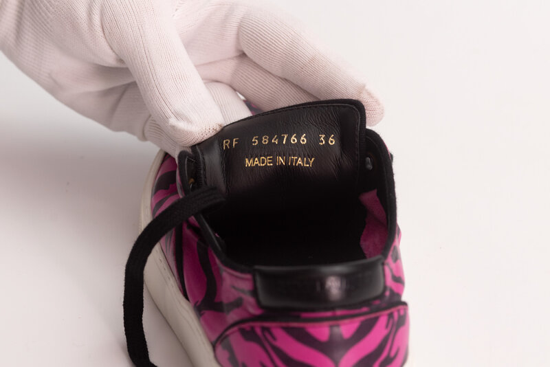 SAINT LAURENT SAINT LAURENT VENICE LOW TOP LEATHER FUCHSIA ZEBRA SNEAKERS (US 6)
