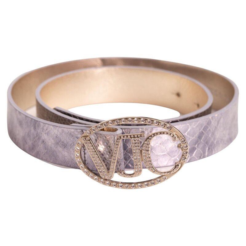JEANS COUTURE SILVER CROC EMBOSSED LEATHER BELT 32
