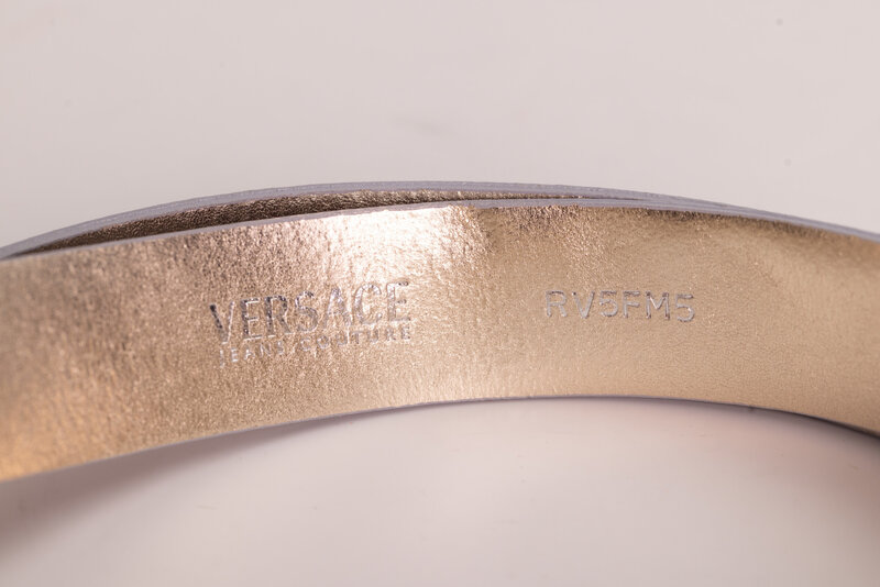 VERSACE VERSACE JEANS COUTURE SILVER CROC EMBOSSED LEATHER BELT (32)