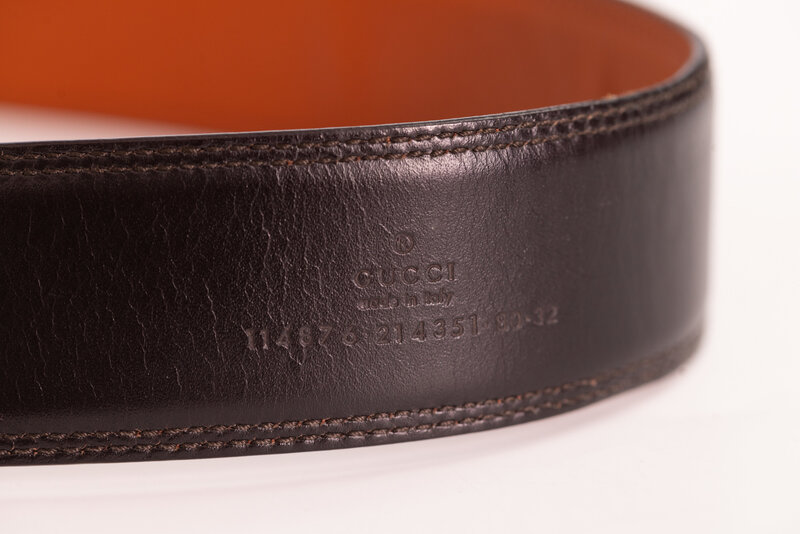 GUCCI CARAMEL BROWN LEATHER BLONDIE INTERLOCKING GG BELT (80/32)