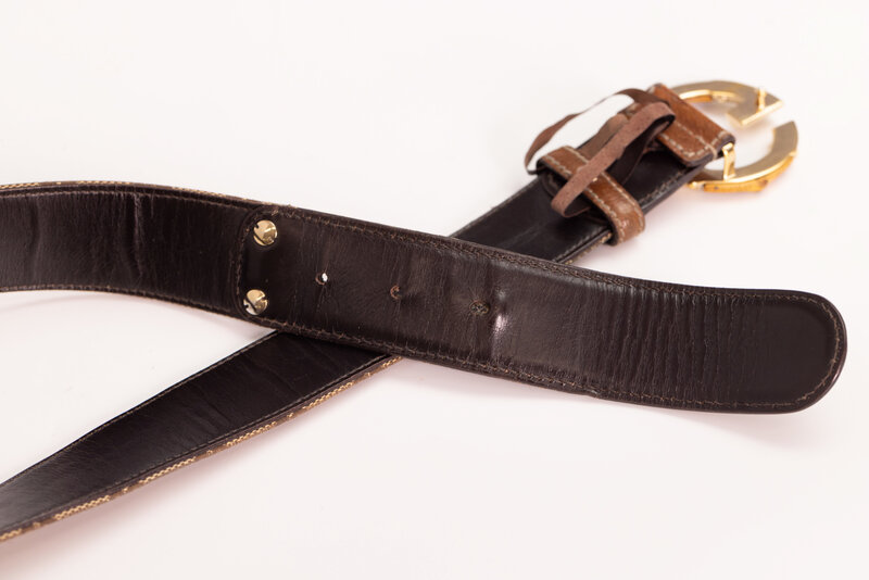 GUCCI MONOGRAM EBONY BAMBOO G LOGO BELT (80/32)