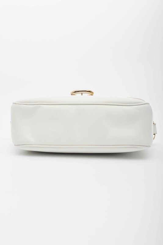 CELINE CELINE VINTAGE WHITE LEATHER SHOULDER BAG