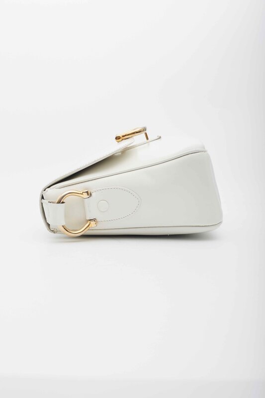 CELINE VINTAGE WHITE LEATHER SHOULDER BAG