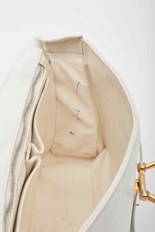 CELINE CELINE VINTAGE WHITE LEATHER SHOULDER BAG