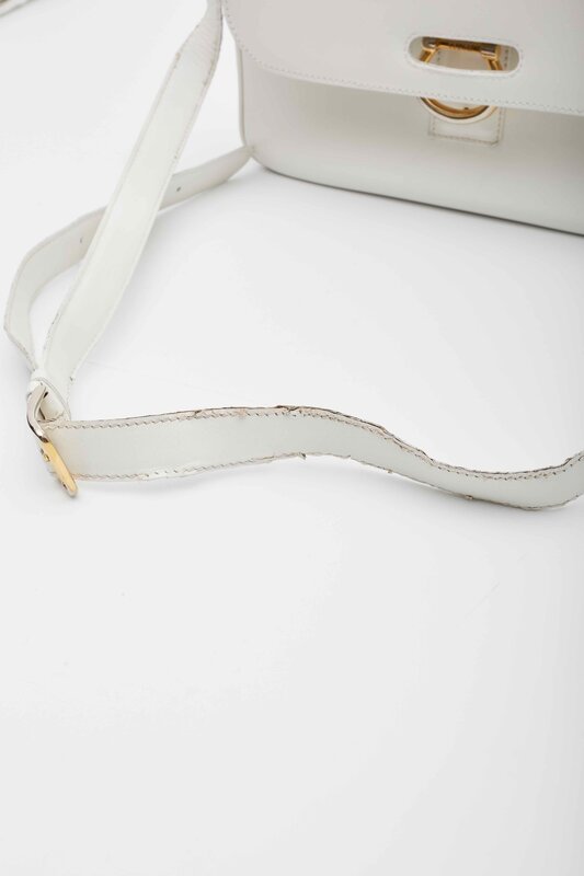 CELINE CELINE VINTAGE WHITE LEATHER SHOULDER BAG