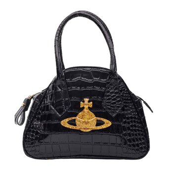 VIVIENNE WESTWOOD VIVIENNE WESTWOOD BLACK CROCODILE CHANCERY HANDBAG