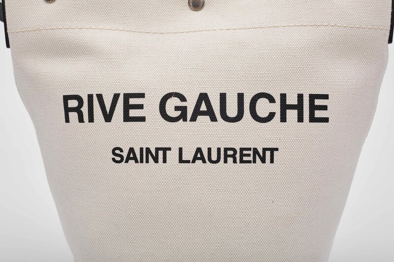 SAINT LAURENT RIVE GAUCHE TUSCANY WHITE LINEN BUCKET BAG