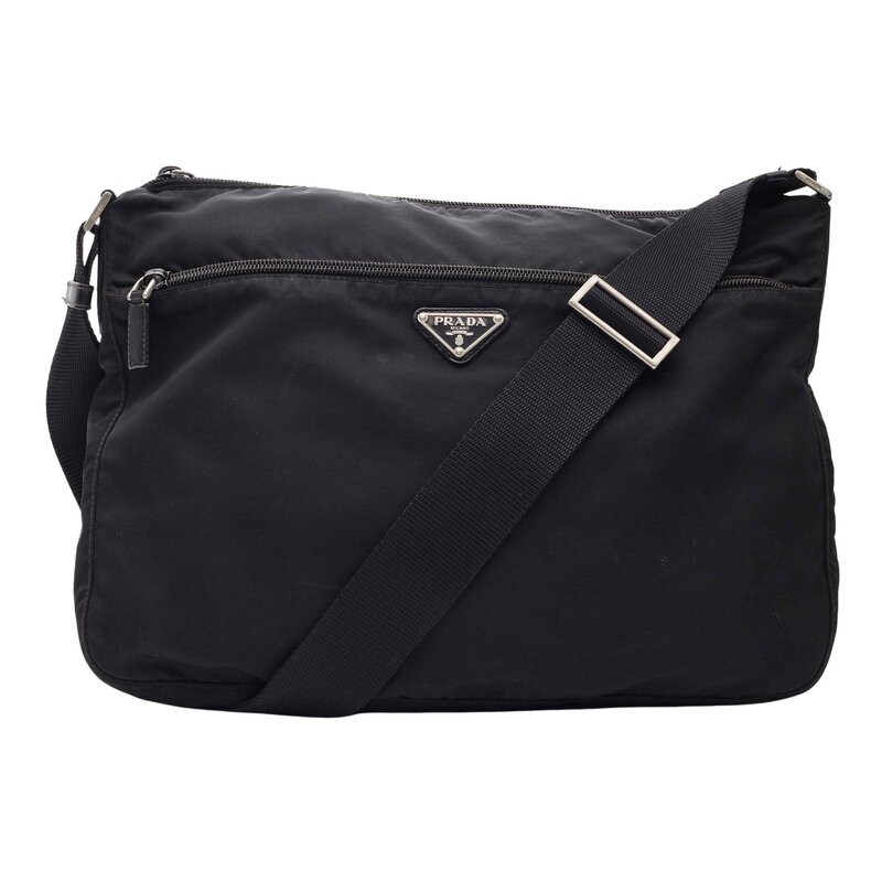 PRADA BLACK NYLON MESSENGER BAG