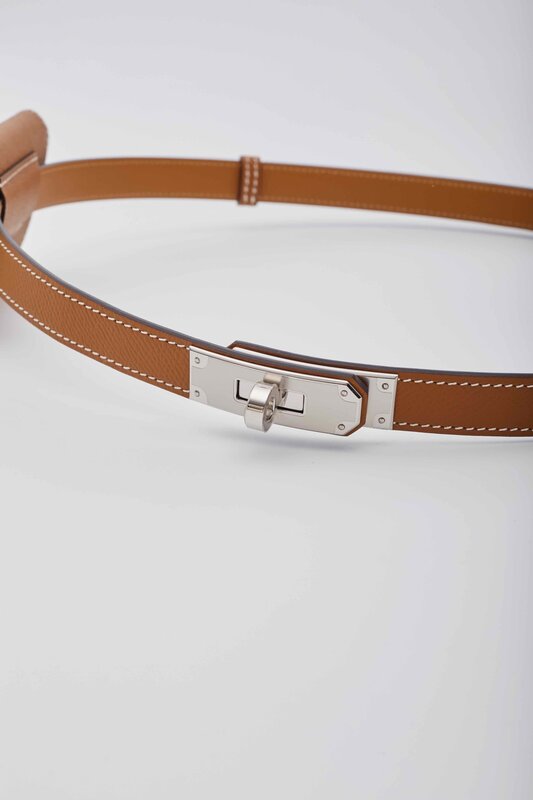 HERMÈS BEIGE TEXTURED LEATHER KELLY POCKET 18 MINI BELT BAG