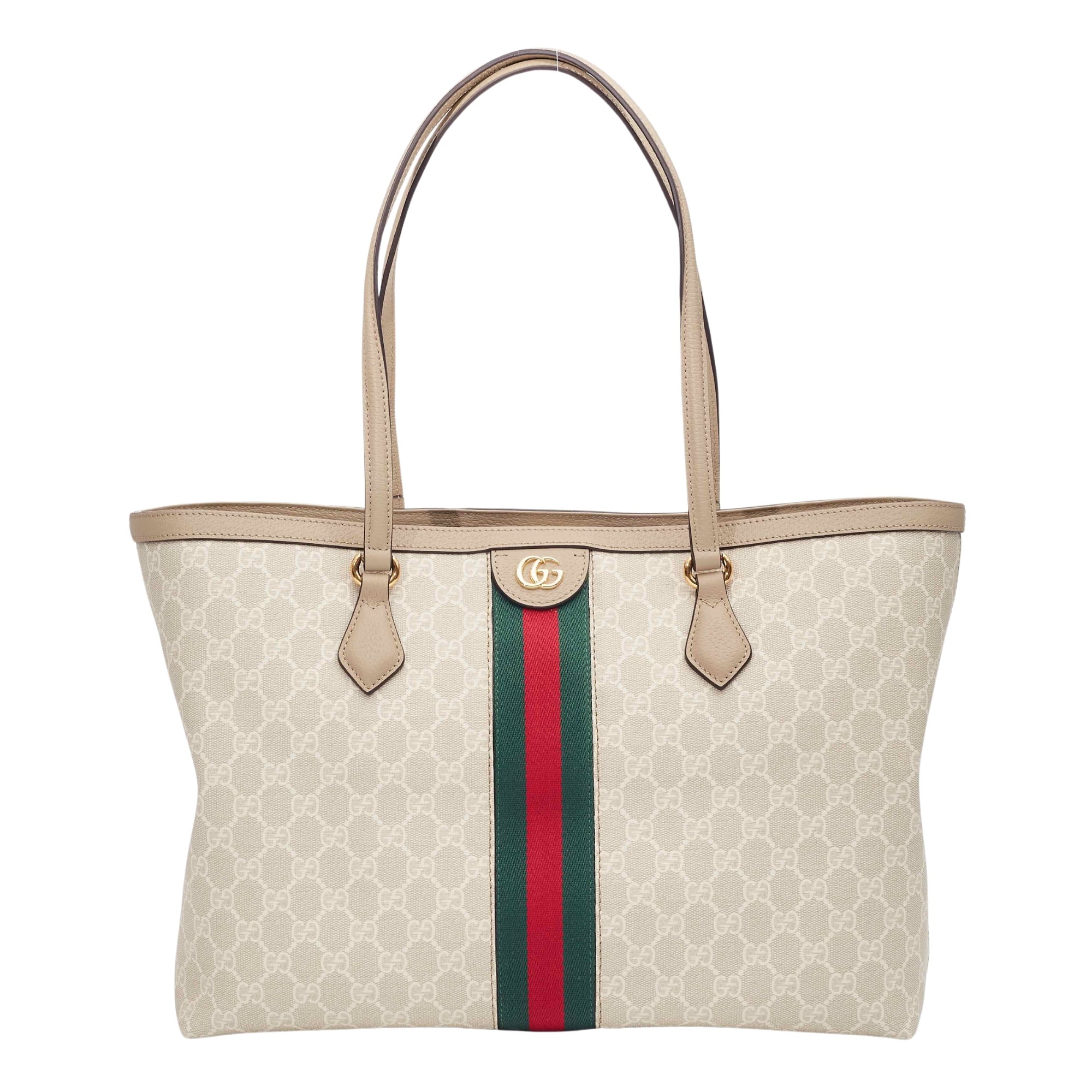 GUCCI GG SUPREME MONOGRAM WEB OPHIDIA SHOPPING TOTE MEDIUM