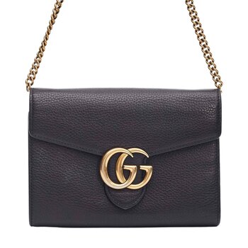 GUCCI GUCCI CALFSKIN GG MARMONT CHAIN WALLET BLACK (PRE LOVED)
