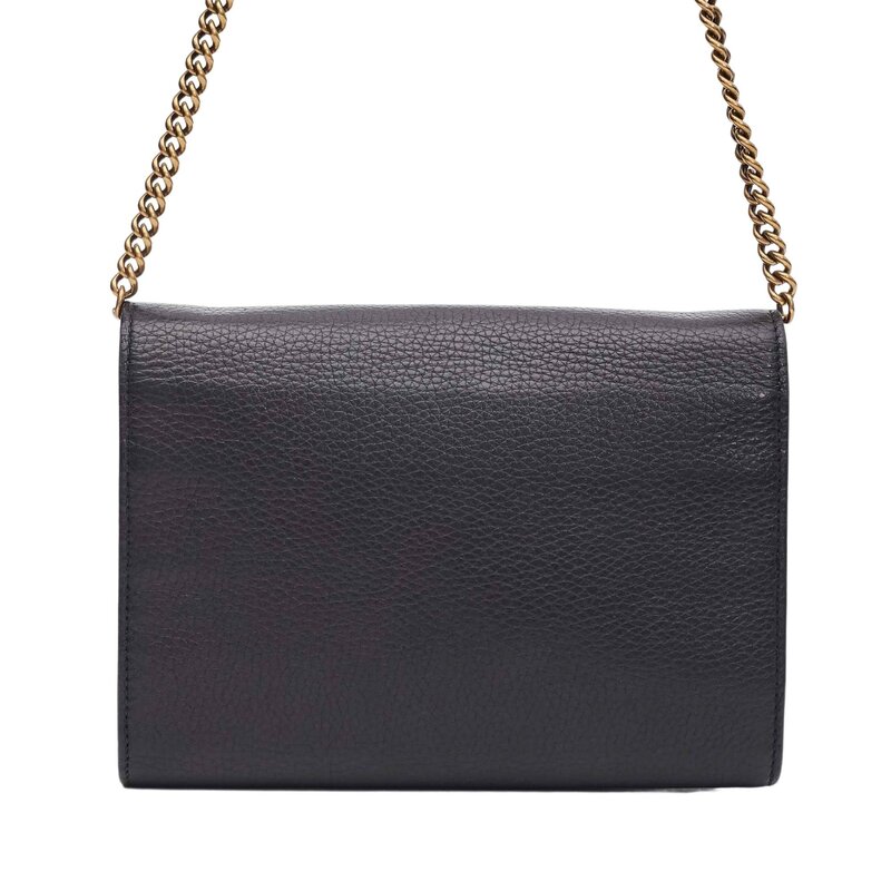 GUCCI GUCCI CALFSKIN GG MARMONT CHAIN WALLET BLACK (PRE LOVED)