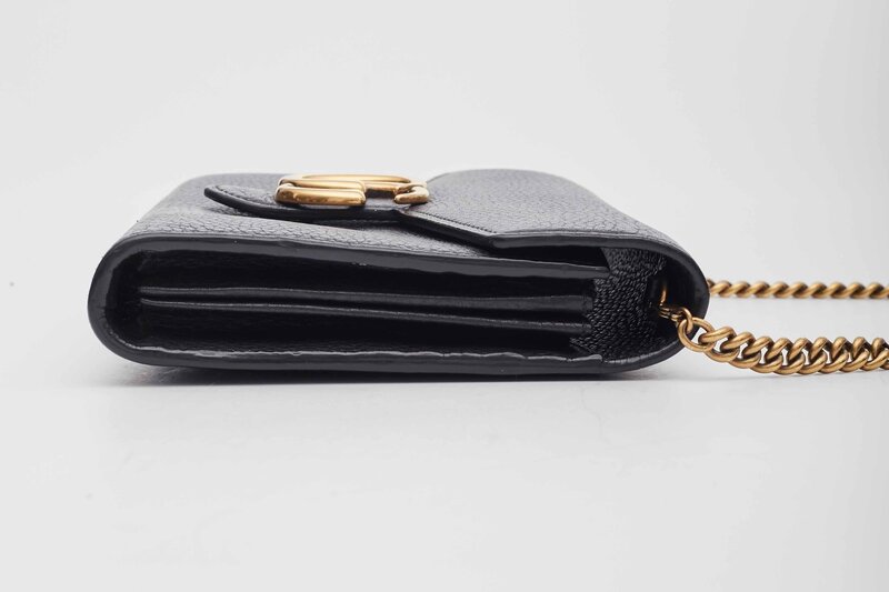 GUCCI GUCCI CALFSKIN GG MARMONT CHAIN WALLET BLACK (PRE LOVED)
