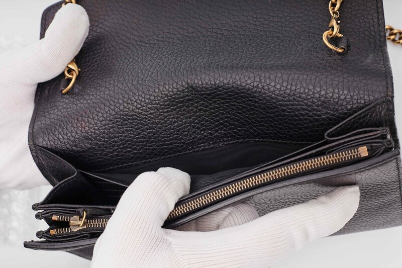 GUCCI GUCCI CALFSKIN GG MARMONT CHAIN WALLET BLACK (PRE LOVED)