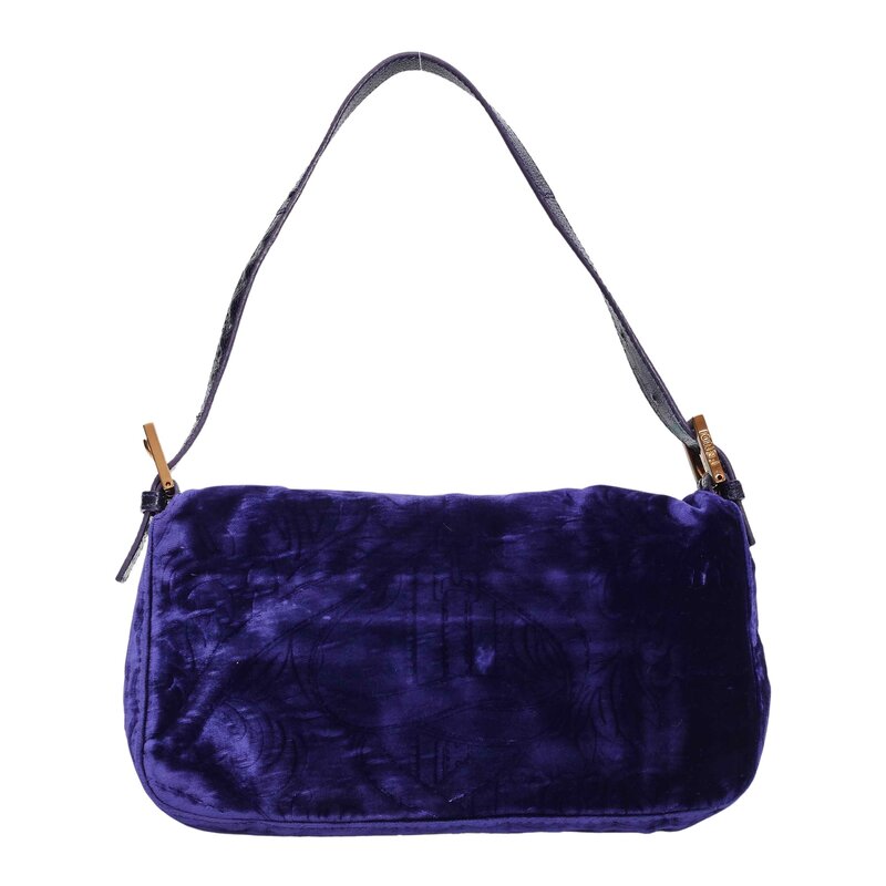 FENDI VELVET BLUE BAGUETTE BAG