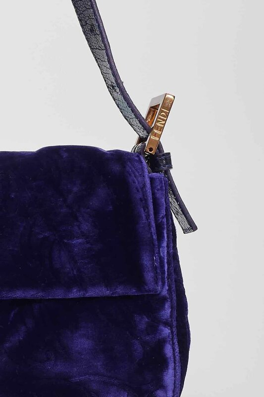 FENDI VELVET BLUE BAGUETTE BAG