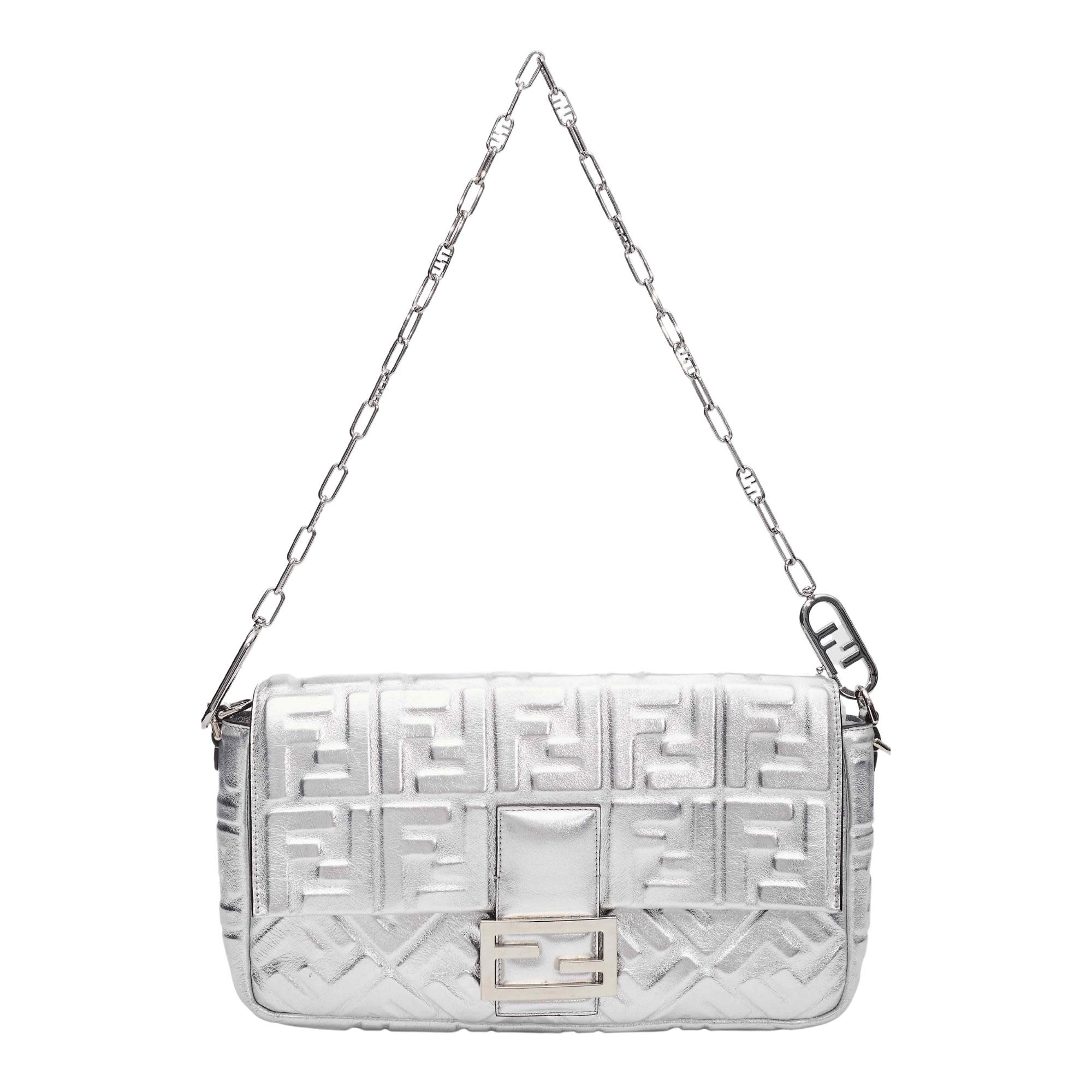 fendi silver baguette bag