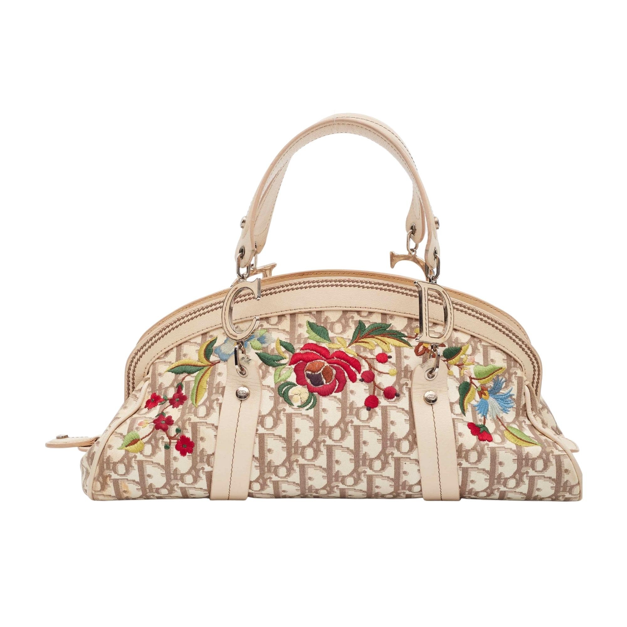 CHRISTIAN DIOR TROTTER DIORISSIMO FLOWERS BOWLING BAG