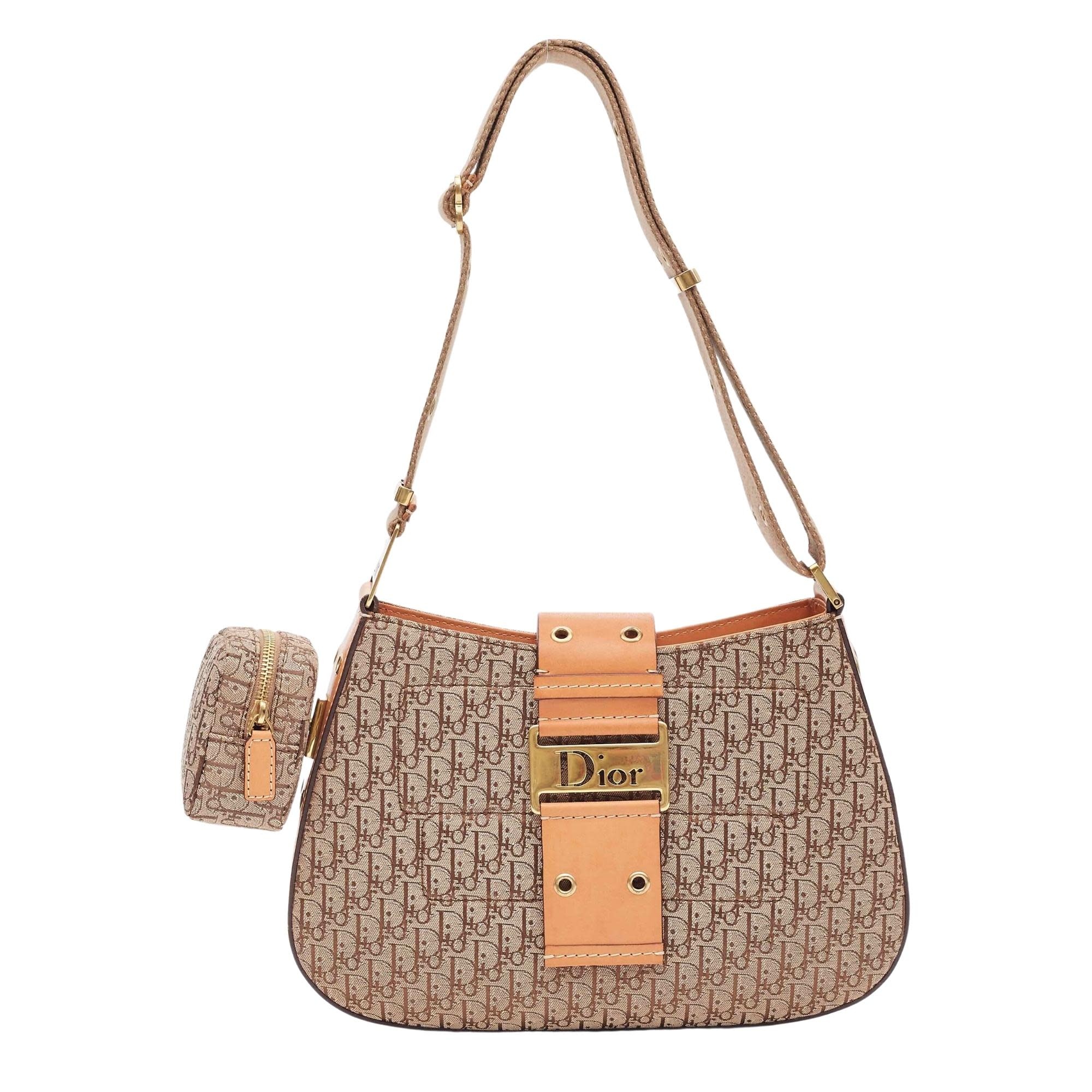 CHRISTIAN DIOR STREET CHIC COLUMBUS SHOULDER BAG CANVAS BEIGE