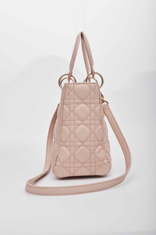 LAMBSKIN LIGHT PINK CANNAGE MEDIUM LADY DIOR BAG CRTBLNCHSHP