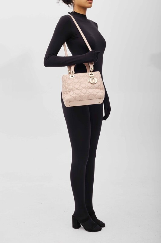 LAMBSKIN LIGHT PINK CANNAGE MEDIUM LADY DIOR BAG CRTBLNCHSHP