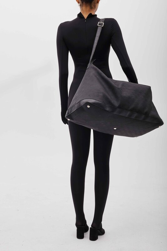 NYLON BLACK MONOGRAM HOBO 48HR TRAVEL BAG LARGE