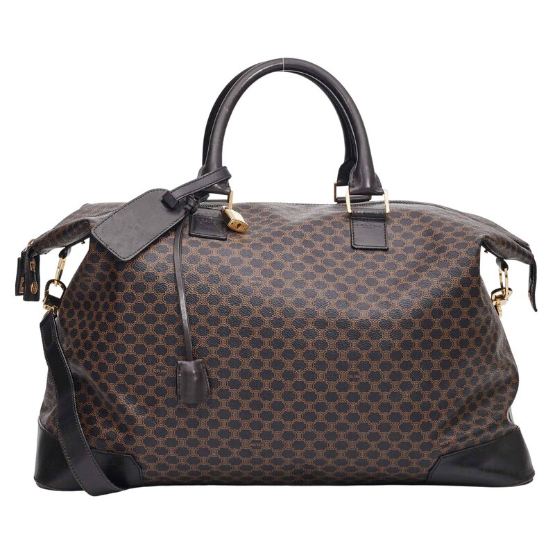 CELINE CELINE VINTAGE MONOGRAM CANVAS MACADAM BROWN TRAVEL BAG
