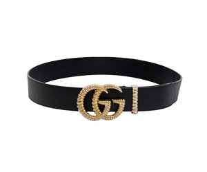 GUCCI BLACK CALFSKIN 40MM DOUBLE G TORCHON BELT CRTBLNCHSHP