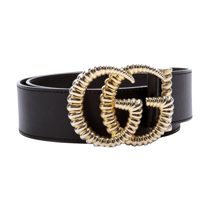 GUCCI GUCCI BLACK CALFSKIN 40MM DOUBLE G TORCHON BELT