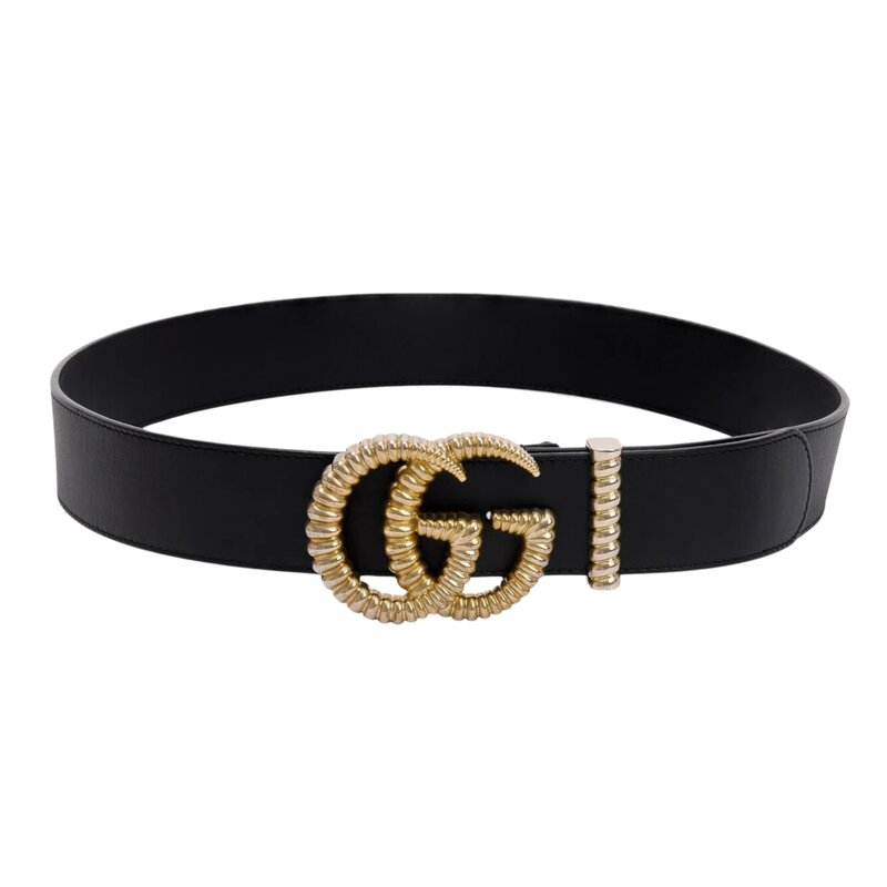 GUCCI GUCCI BLACK CALFSKIN 40MM DOUBLE G TORCHON BELT