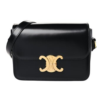 CELINE CELINE BLACK CALFSKIN TRIOMPHE SHOULDER BAG MEDIUM