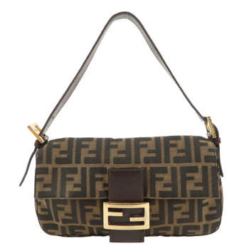 FENDI FENDI BROWN ZUCCA MONOGRAM BAGUETTE BAG GOLD HARDWARE