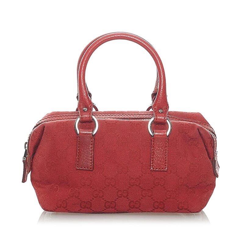 GUCCI GUCCI GG MONOGRAM RED CANVAS MINI BOSTON BAG