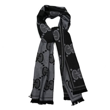 GUCCI GUCCI GG REVERSE MONOGRAM BLACK GREY SCARF