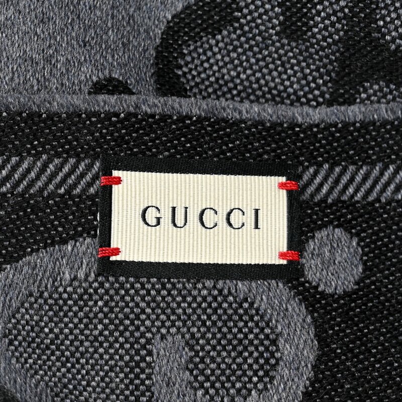 GUCCI GUCCI GG REVERSE MONOGRAM BLACK GREY SCARF
