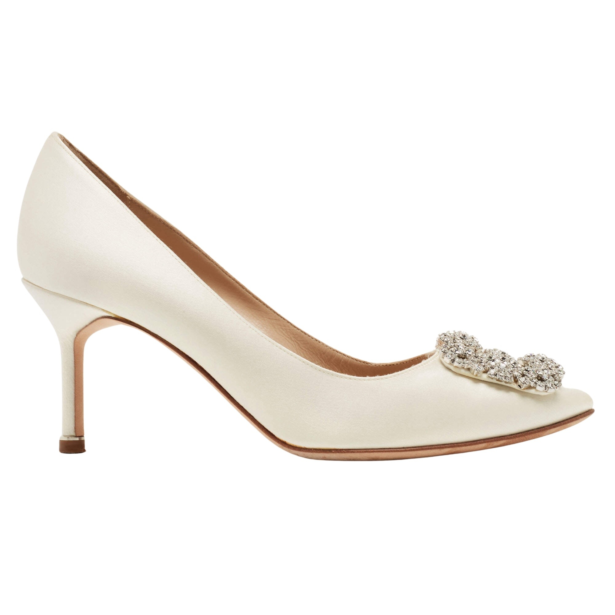 MANOLO BLAHNIK MANOLO BLAHNIK WHITE SATIN HANGISI PUMPS 70 (EU 39)