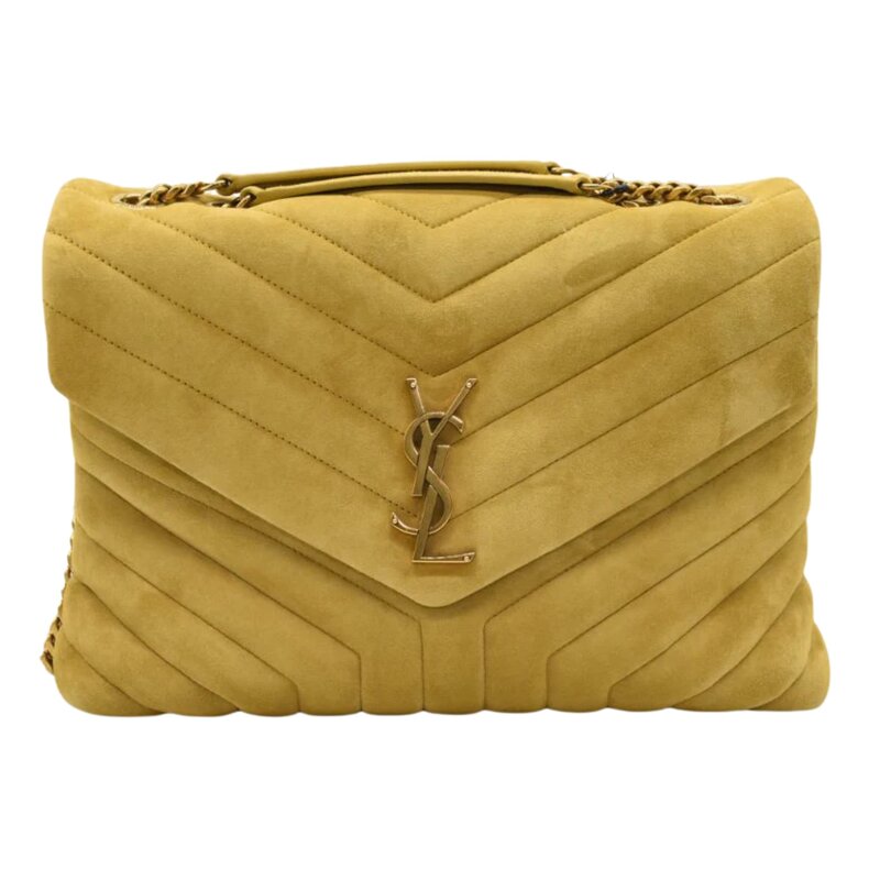 SAINT LAURENT LOULOU MUSTARD SUEDE SHOULDER BAG MEDIUM CRTBLNCHSHP