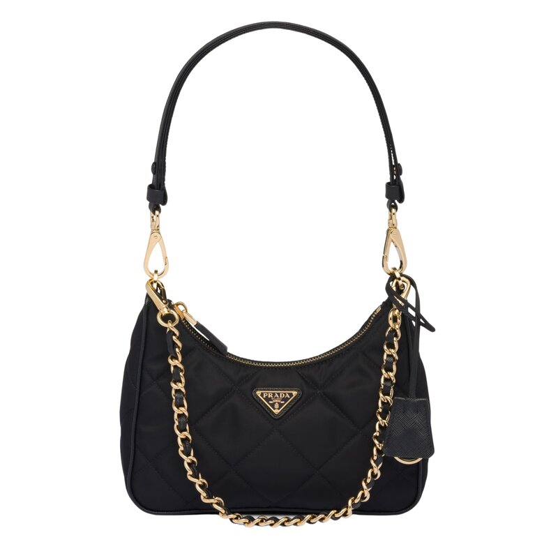 PRADA RE EDITION 1995 CHAIN BLACK PADDED RE NYLON MINI BAG