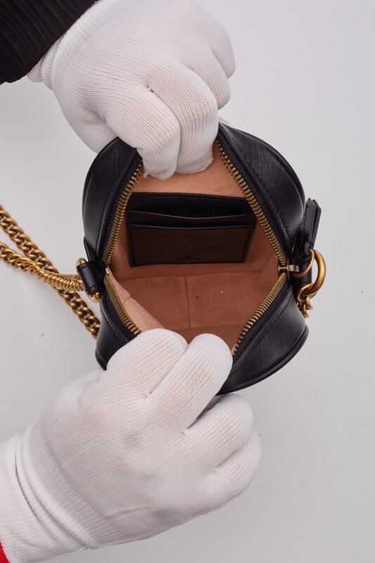 GUCCI GUCCI GG MARMONT BLACK MINI CROSSBODY BAG (598597)