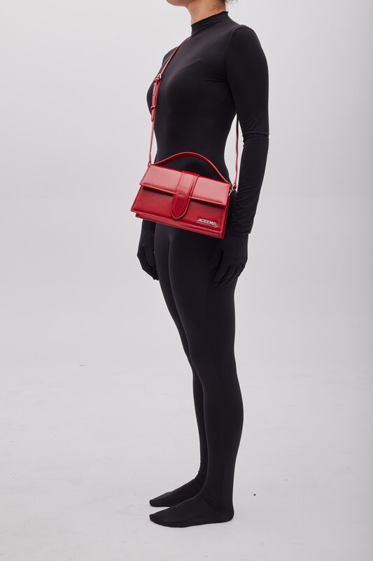 JACQUEMUS JACQUEMUS LE GRAND BAMBINO RED LEATHER SHOULDER BAG