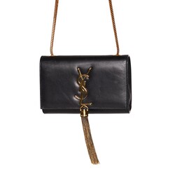 SAINT LAURENT SAINT LAURENT CALFSKIN SMALL CLASSIC MONOGRAM KATE TASSEL SATCHEL BAG