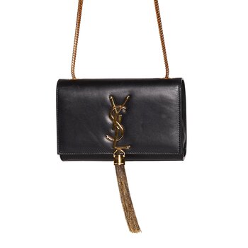 SAINT LAURENT SAINT LAURENT CALFSKIN SMALL CLASSIC MONOGRAM KATE TASSEL SATCHEL BAG