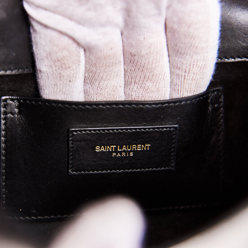SAINT LAURENT SAINT LAURENT CALFSKIN SMALL CLASSIC MONOGRAM KATE TASSEL SATCHEL BAG