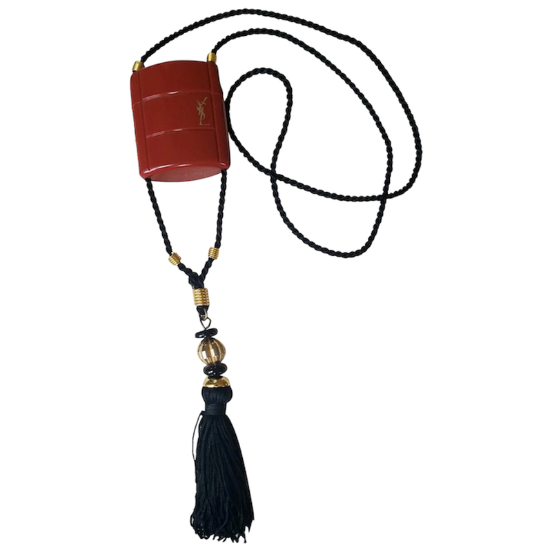 YVES SAINT LAURENT YVES SAINT LAURENT VINTAGE OPIUM CHARM ROPE NECKLACE WITH TASSLE 1980's