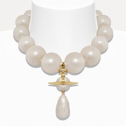 VIVIENNE WESTWOOD VIVIENNE WESTWOOD XL PEARL ORB DROP CHOKER NECKLACE GOLD