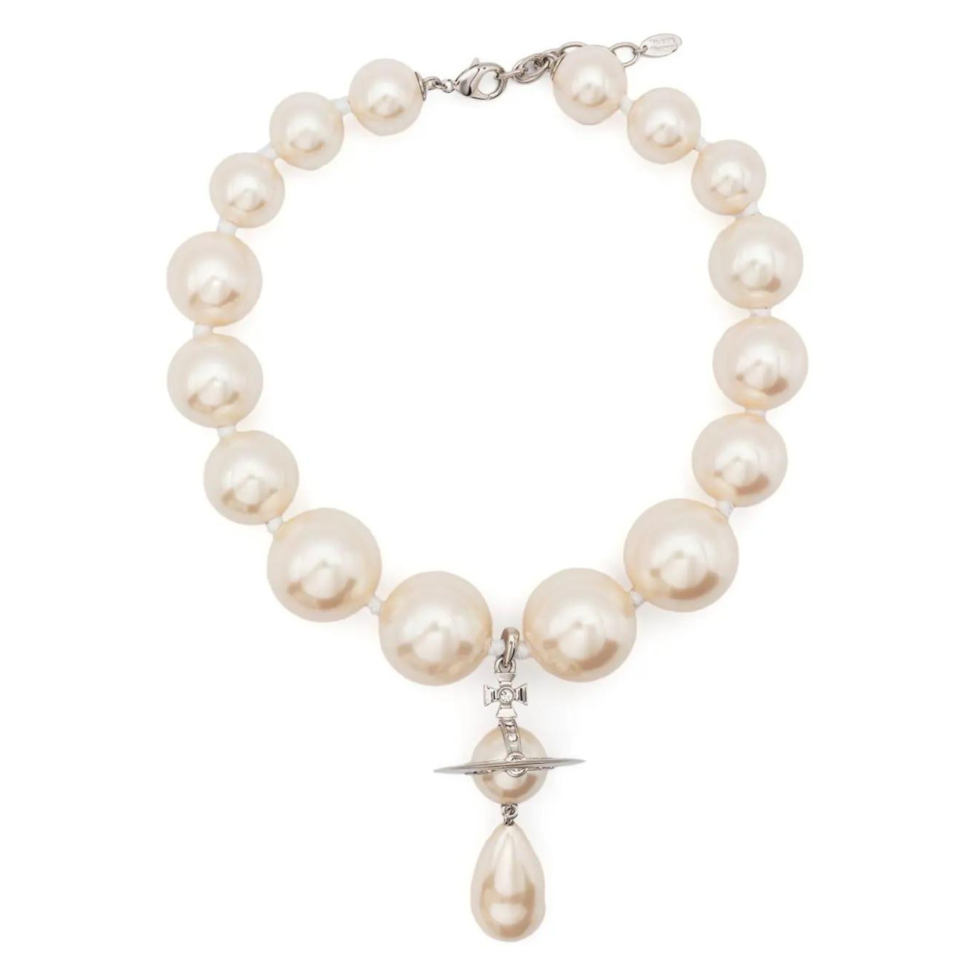 Vivienne Westwood Broken Pearl Necklace Silver #2 – IBBY