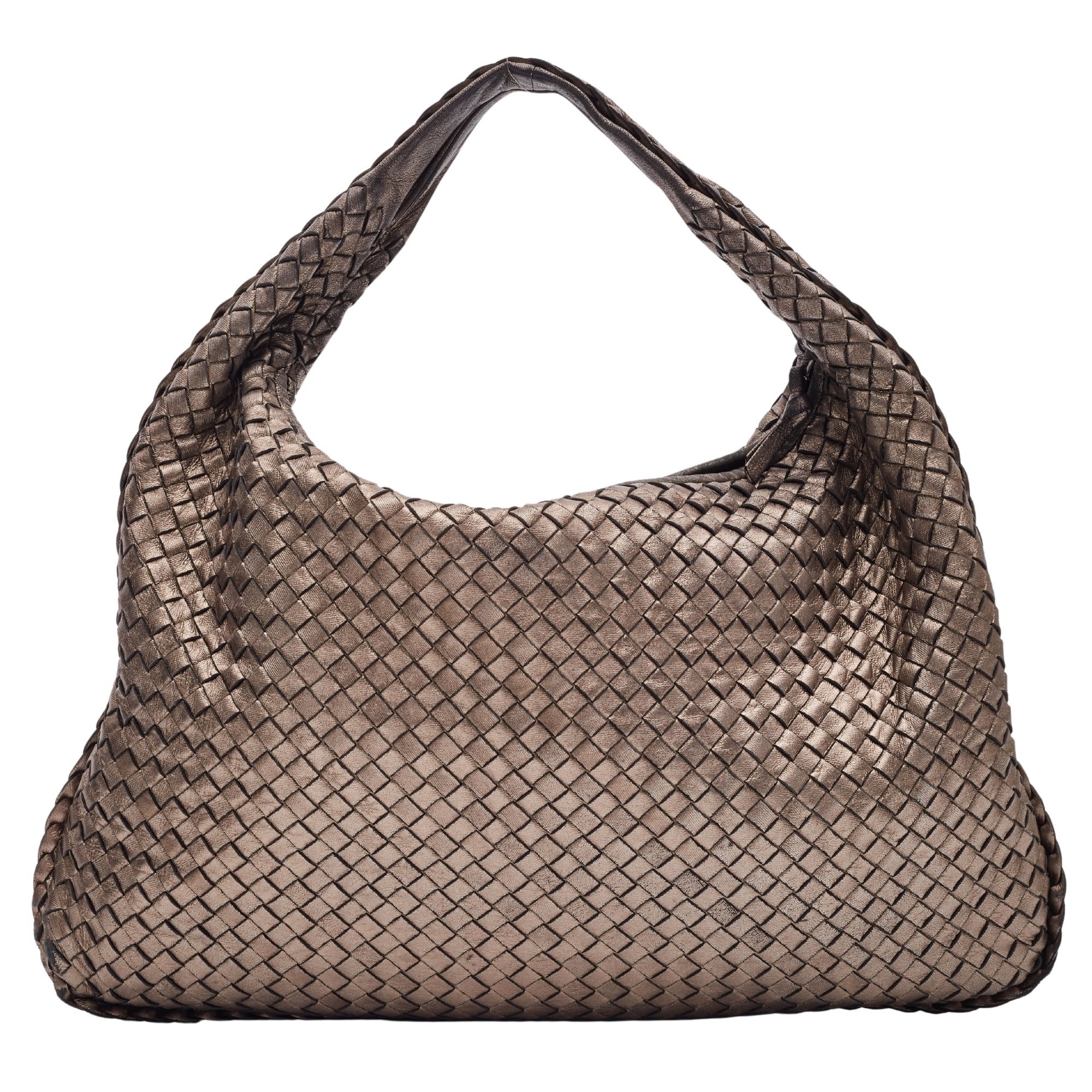 BOTTEGA VENETA INTRECCIATO COPPER BROWN LEATHER HOBO BAG