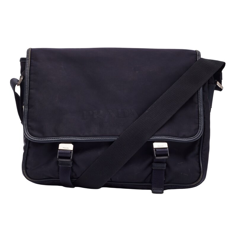 NAVY TESSUTO NYLON LOGO FLAP MESSENGER BAG CRTBLNCHSHP