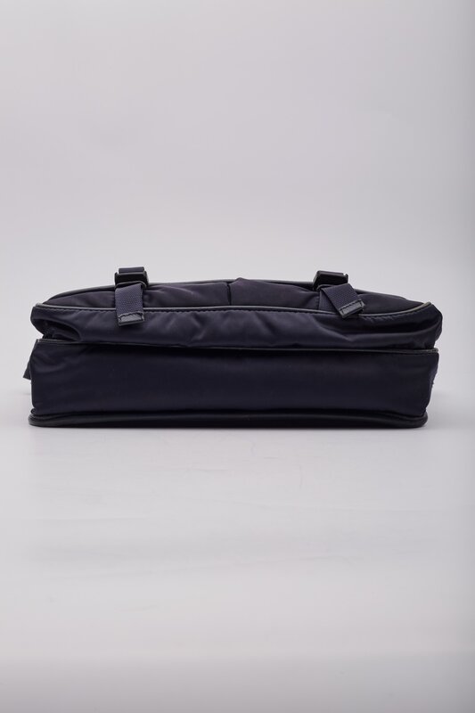 PRADA PRADA NAVY TESSUTO NYLON LOGO FLAP MESSENGER BAG